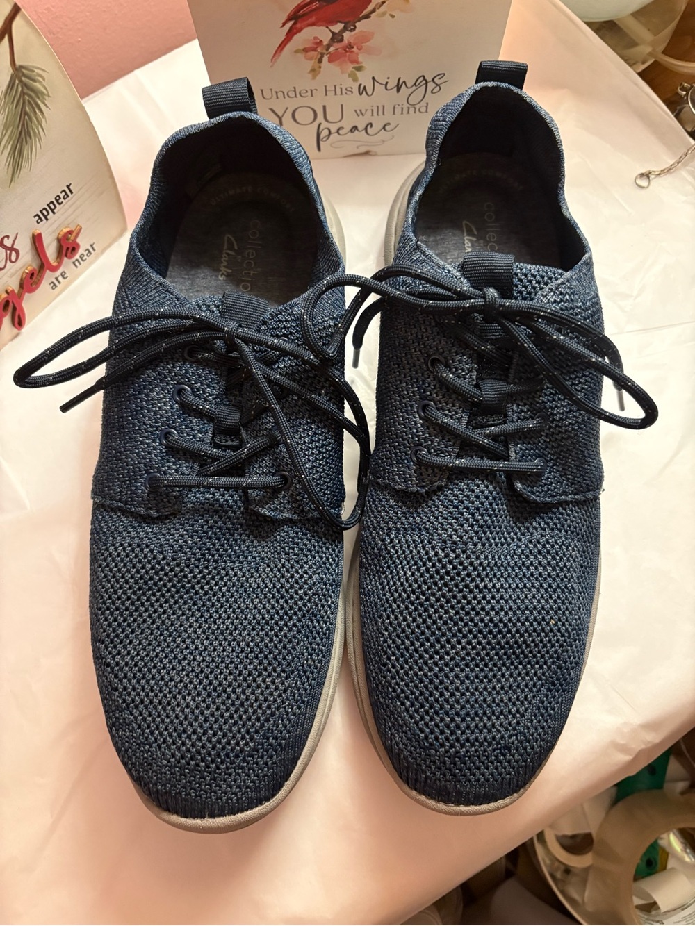 Clarks Men's Navy Knit Lace-Up Sneakers